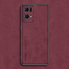 Coque Luxe Cuir Housse Etui S02 pour Oppo Reno7 Pro 5G Rouge