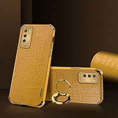 Coque Luxe Cuir Housse Etui S02 pour Samsung Galaxy A02s Jaune