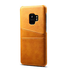 Coque Luxe Cuir Housse Etui S02 pour Samsung Galaxy S9 Orange