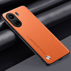 Coque Luxe Cuir Housse Etui S02 pour Xiaomi Redmi 13C Orange
