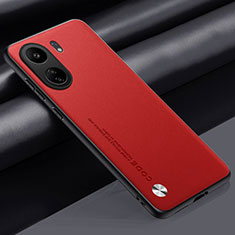 Coque Luxe Cuir Housse Etui S02 pour Xiaomi Redmi 13C Rouge