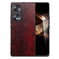 Coque Luxe Cuir Housse Etui S02D pour Huawei Honor X7b Rouge