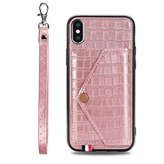 Coque Luxe Cuir Housse Etui S02D pour Samsung Galaxy M11 Or Rose