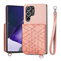 Coque Luxe Cuir Housse Etui S02D pour Samsung Galaxy S21 Ultra 5G Rose