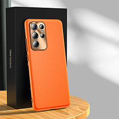 Coque Luxe Cuir Housse Etui S03 pour Samsung Galaxy S22 Ultra 5G Orange