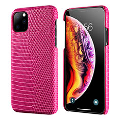 Coque Luxe Cuir Housse Etui S04 pour Apple iPhone 11 Pro Max Rose Rouge