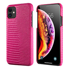 Coque Luxe Cuir Housse Etui S04 pour Apple iPhone 11 Rose Rouge