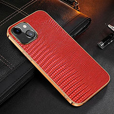 Coque Luxe Cuir Housse Etui S04 pour Apple iPhone 13 Rouge