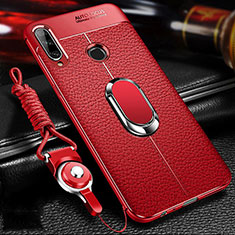 Coque Luxe Cuir Housse Etui S04 pour Huawei Enjoy 10 Plus Rouge