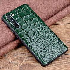 Coque Luxe Cuir Housse Etui S04 pour Oppo F15 Vert