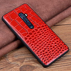 Coque Luxe Cuir Housse Etui S04 pour Oppo Reno2 Rouge