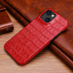 Coque Luxe Cuir Housse Etui S06 pour Apple iPhone 13 Rouge
