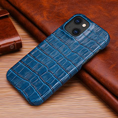 Coque Luxe Cuir Housse Etui S06 pour Apple iPhone 14 Bleu