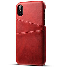 Coque Luxe Cuir Housse Etui S06 pour Apple iPhone X Rouge
