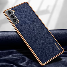 Coque Luxe Cuir Housse Etui S09 pour Samsung Galaxy S21 5G Bleu