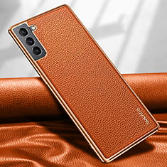 Coque Luxe Cuir Housse Etui S09 pour Samsung Galaxy S21 5G Orange