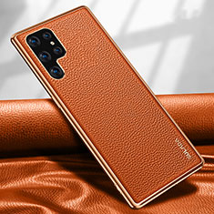 Coque Luxe Cuir Housse Etui S09 pour Samsung Galaxy S23 Ultra 5G Orange