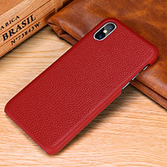 Coque Luxe Cuir Housse Etui S10 pour Apple iPhone Xs Rouge