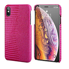 Coque Luxe Cuir Housse Etui S12 pour Apple iPhone Xs Max Rose Rouge