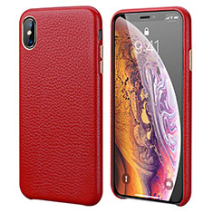 Coque Luxe Cuir Housse Etui S14 pour Apple iPhone Xs Rouge