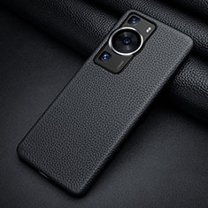 Coque Luxe Cuir Housse Etui ST2 pour Huawei P60 Pro Noir