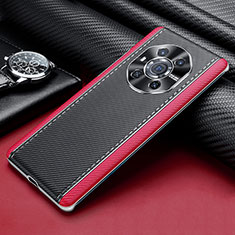 Coque Luxe Cuir Housse Etui ST3 pour Huawei Honor Magic3 5G Rouge