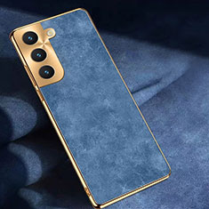 Coque Luxe Cuir Housse Etui TB1 pour Samsung Galaxy S22 5G Bleu