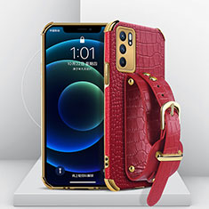 Coque Luxe Cuir Housse Etui XD1 pour Oppo Reno6 Pro 5G India Rouge