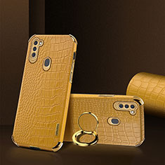 Coque Luxe Cuir Housse Etui XD1 pour Samsung Galaxy M11 Jaune