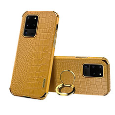 Coque Luxe Cuir Housse Etui XD1 pour Samsung Galaxy S20 Ultra 5G Jaune
