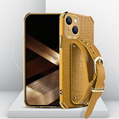 Coque Luxe Cuir Housse Etui XD2 pour Apple iPhone 15 Jaune