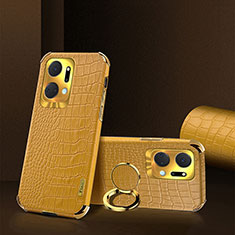 Coque Luxe Cuir Housse Etui XD2 pour Huawei Honor X7a Jaune