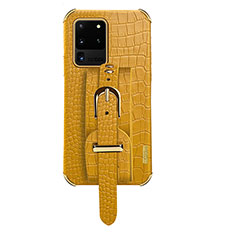 Coque Luxe Cuir Housse Etui XD2 pour Samsung Galaxy S20 Ultra Jaune