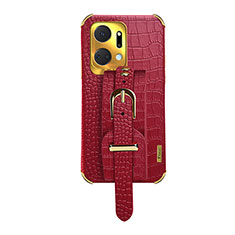 Coque Luxe Cuir Housse Etui XD3 pour Huawei Honor X7a Rouge