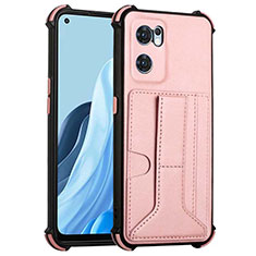 Coque Luxe Cuir Housse Etui Y01B pour Oppo Find X5 Lite 5G Or Rose