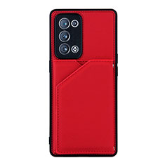 Coque Luxe Cuir Housse Etui Y01B pour Oppo Reno6 Pro 5G Rouge