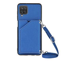 Coque Luxe Cuir Housse Etui Y01B pour Samsung Galaxy A12 Nacho Bleu