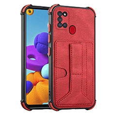 Coque Luxe Cuir Housse Etui Y01B pour Samsung Galaxy A21s Rouge