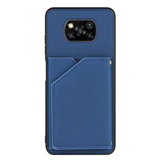 Coque Luxe Cuir Housse Etui Y01B pour Xiaomi Poco X3 NFC Bleu