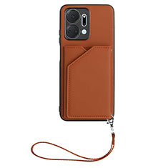 Coque Luxe Cuir Housse Etui Y02B pour Huawei Honor X7a Marron