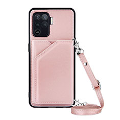 Coque Luxe Cuir Housse Etui Y02B pour Oppo F19 Pro Or Rose