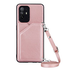 Coque Luxe Cuir Housse Etui Y02B pour Oppo F19 Pro+ Plus 5G Or Rose