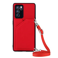Coque Luxe Cuir Housse Etui Y02B pour Oppo Reno6 Pro 5G India Rouge