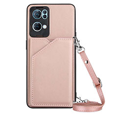 Coque Luxe Cuir Housse Etui Y02B pour Oppo Reno7 Pro 5G Or Rose