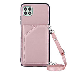 Coque Luxe Cuir Housse Etui Y02B pour Samsung Galaxy A22 5G Or Rose