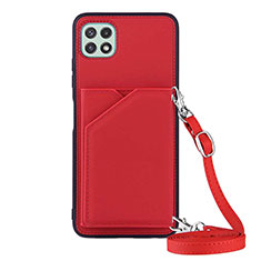 Coque Luxe Cuir Housse Etui Y02B pour Samsung Galaxy A22 5G Rouge
