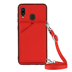 Coque Luxe Cuir Housse Etui Y02B pour Samsung Galaxy A30 Rouge