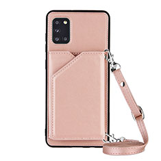 Coque Luxe Cuir Housse Etui Y02B pour Samsung Galaxy A31 Or Rose