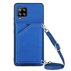 Coque Luxe Cuir Housse Etui Y02B pour Samsung Galaxy A42 5G Bleu