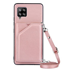 Coque Luxe Cuir Housse Etui Y02B pour Samsung Galaxy A42 5G Or Rose